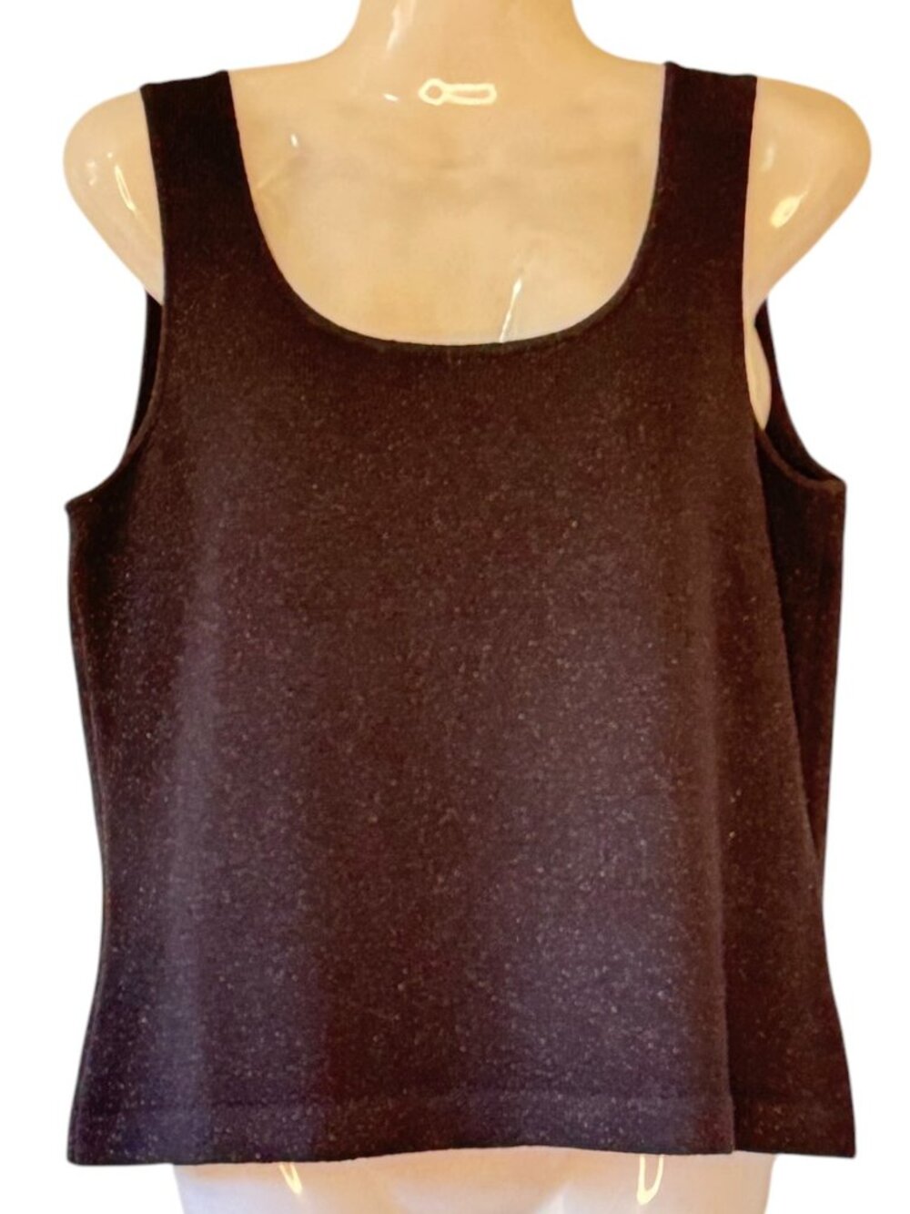 St. John Wool Blend Sweater Black Lurex Sleeveless Scoop Neck Quiet Luxury Small